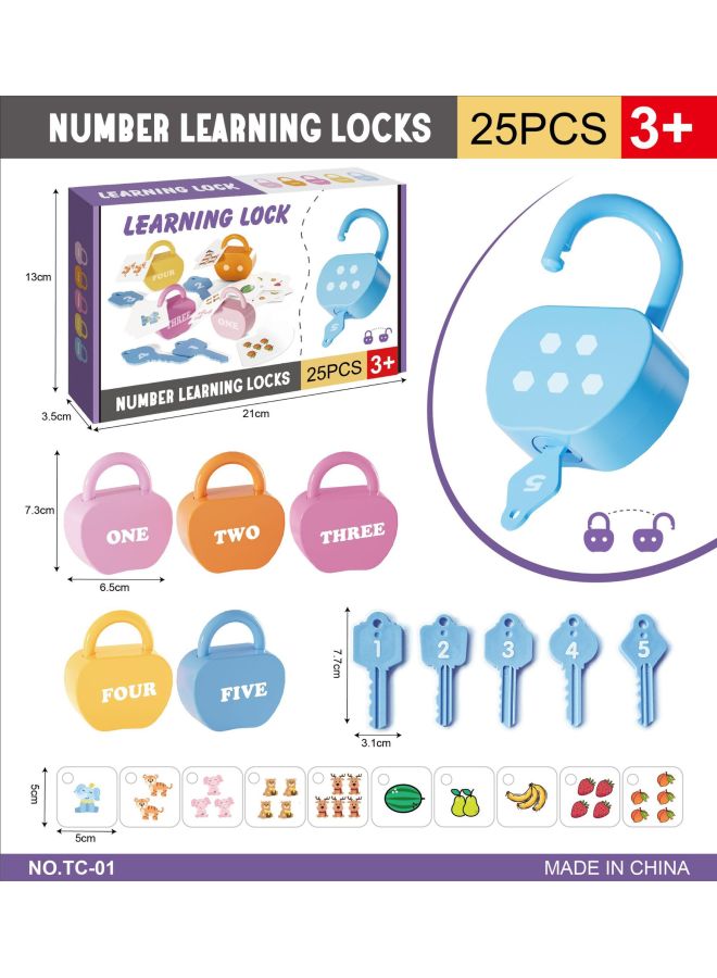 Loquat Early Education Matching Numbers And Letters Unlock Game Key Fine Movements Children's Training Baby Educational Toys-Color:For Apple Locks 5 Pack-color Box - Image 1