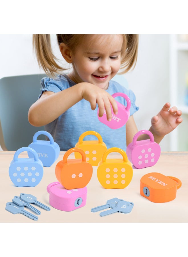 Loquat Early Education Matching Numbers And Letters Unlock Game Key Fine Movements Children's Training Baby Educational Toys-Color:For Apple Locks 5 Pack-color Box - Image 2