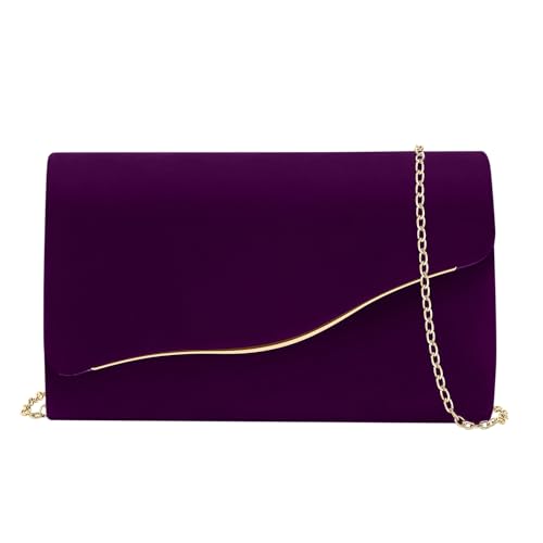 CurvChic Clutch Purses for Women Evening Bag Faux Suede Formal Party Wedding Cocktail Prom(Dark Purple) - Image 1