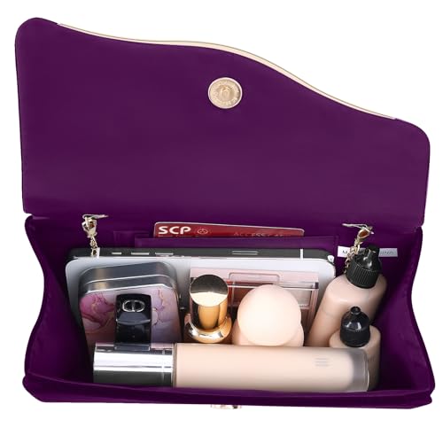 CurvChic Clutch Purses for Women Evening Bag Faux Suede Formal Party Wedding Cocktail Prom(Dark Purple) - Image 4