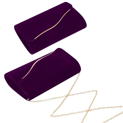 CurvChic Clutch Purses for Women Evening Bag Faux Suede Formal Party Wedding Cocktail Prom(Dark Purple) - Image 5