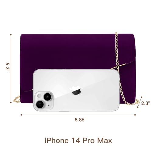 CurvChic Clutch Purses for Women Evening Bag Faux Suede Formal Party Wedding Cocktail Prom(Dark Purple) - Image 2