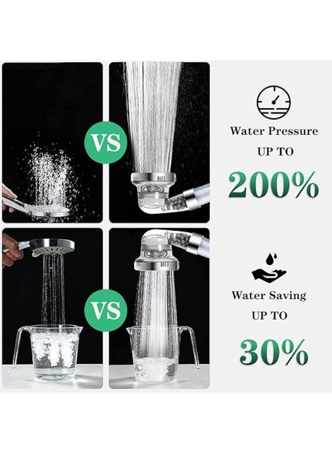 LuckyNov 3 Modes High Pressure Handheld Showerhead, Water Saving Filtered Shower Head with 3 Pcs PP Cotton Filter and Filter Stones - Image 5
