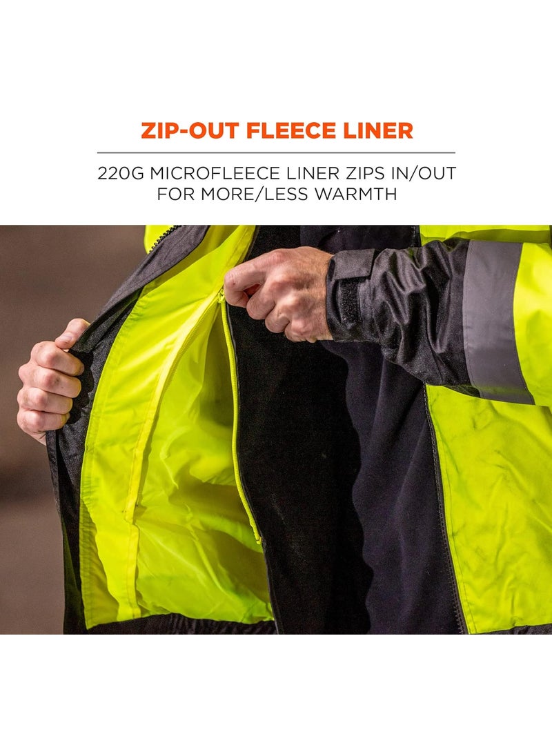 Ergodyne Ergodyne UnisexAdult 2in1 Hi Vis Winter Bomber Jacket Lime XLarge  - Image 3