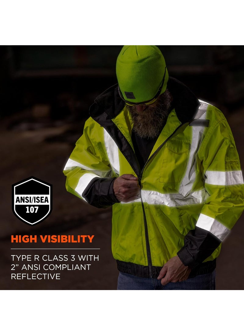 Ergodyne Ergodyne UnisexAdult 2in1 Hi Vis Winter Bomber Jacket Lime XLarge  - Image 4