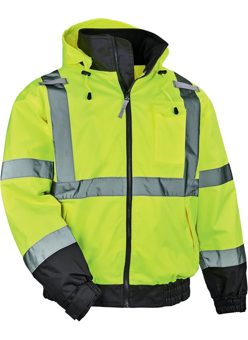 Ergodyne Ergodyne UnisexAdult 2in1 Hi Vis Winter Bomber Jacket Lime XLarge  - Image 1