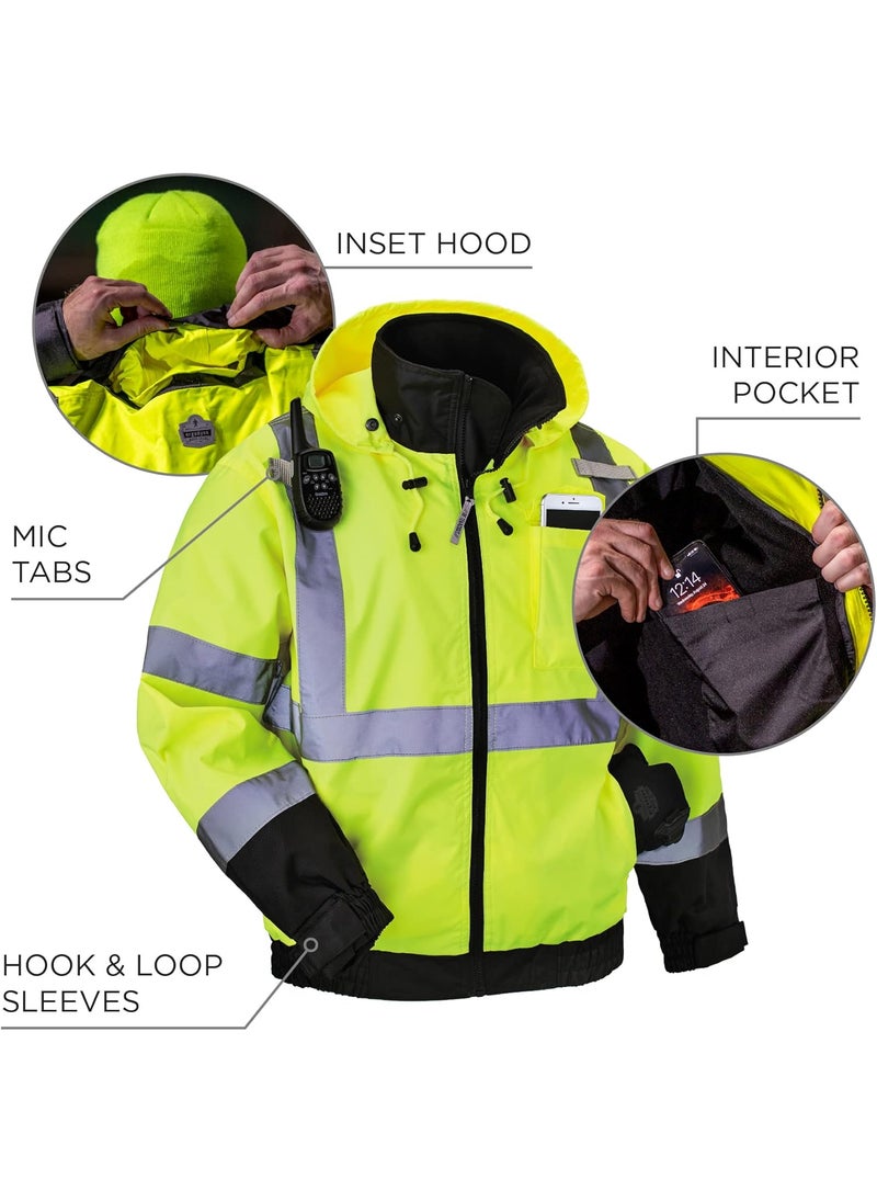 Ergodyne Ergodyne UnisexAdult 2in1 Hi Vis Winter Bomber Jacket Lime XLarge  - Image 5