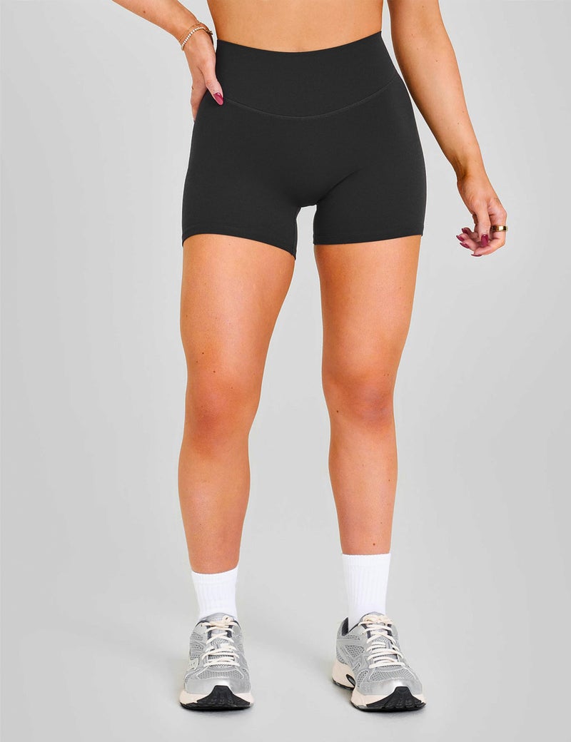 Unthewe Women's Workout Gym Biker Shorts High Waisted Athletic Booty Yoga Shorts with Tummy Control(U729-Black-S) - Image 2