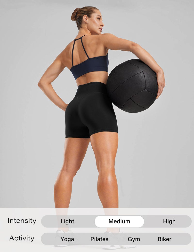 Unthewe Women's Workout Gym Biker Shorts High Waisted Athletic Booty Yoga Shorts with Tummy Control(U729-Black-S) - Image 5