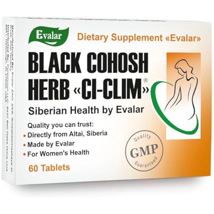 Evalar Black Cohosh Cimicifuga Herbal Extract Siberian Ci-Klim Vegan 60 Tabs - Image 1