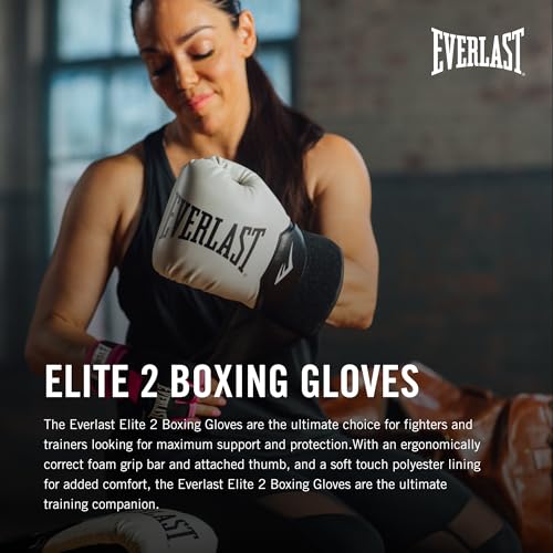 Everlast Elite 2 Womens Boxing Gloves | Vegan Leather Boxing Gloves for Women and Children & Ventilation | Cardio, Speedbag, and Heavy Bag Training Gloves (8 oz, Gold and Black) - Image 2