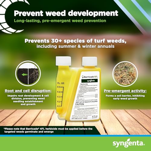 syngenta Barricade 4FL Herbicide Concentrate, Preemergent Weed Control, Long Lasting Broadleaf Weed Prevention for Lawns, Turf Grass, Ornamentals, and More - 4 Fl Oz Bottle - Image 3