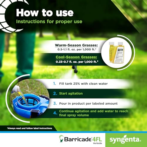 syngenta Barricade 4FL Herbicide Concentrate, Preemergent Weed Control, Long Lasting Broadleaf Weed Prevention for Lawns, Turf Grass, Ornamentals, and More - 4 Fl Oz Bottle - Image 5