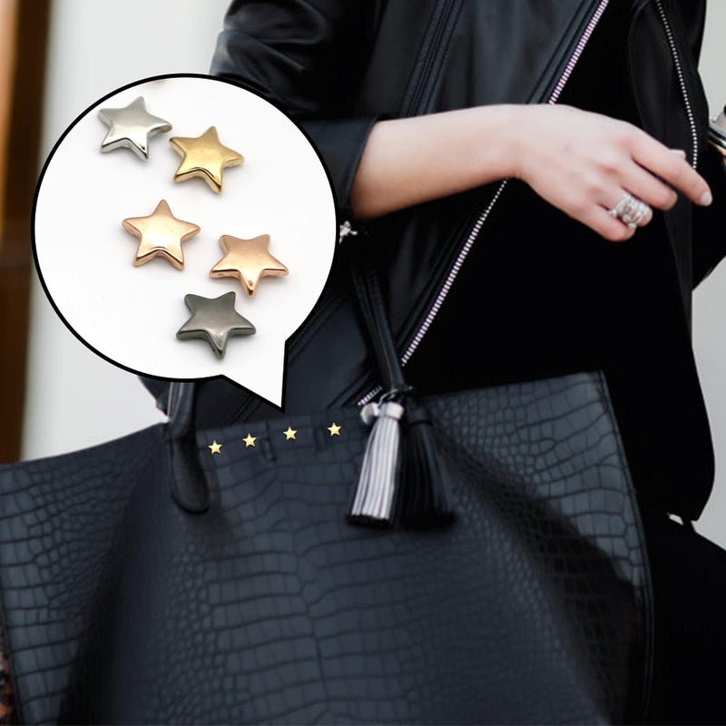 INKNOTE 250 Sets 5 Colors Metal Star Rivets Five-Pointed Nails Garment Leather Tacks Studs and Spikes for Clothing Bags Belts Dog Collar Shoes DIY Craft Accessories - Image 2