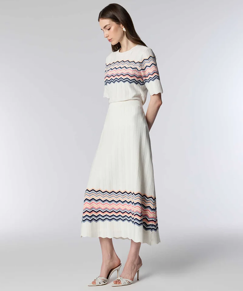 Ipekyol  Color-Block Jacquard Knit Skirt for Women | Best Price UAE
