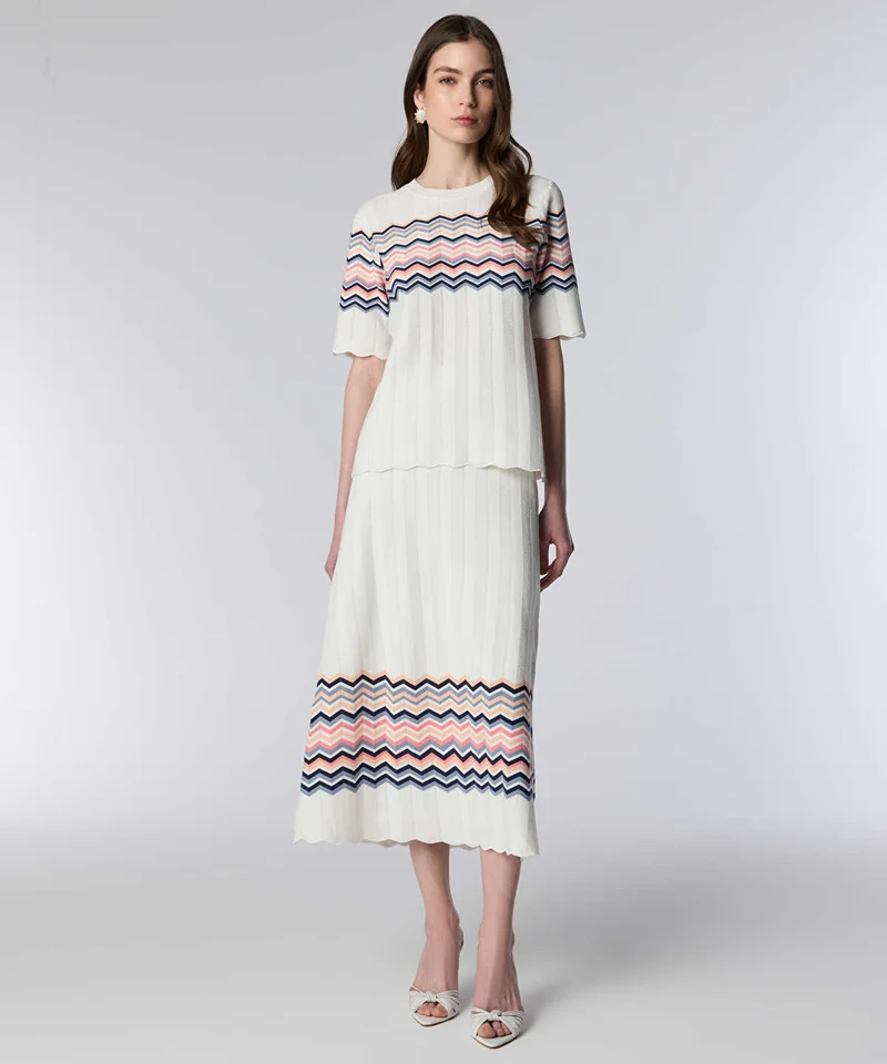 Ipekyol  Color-Block Jacquard Knit Skirt for Women | Best Price UAE