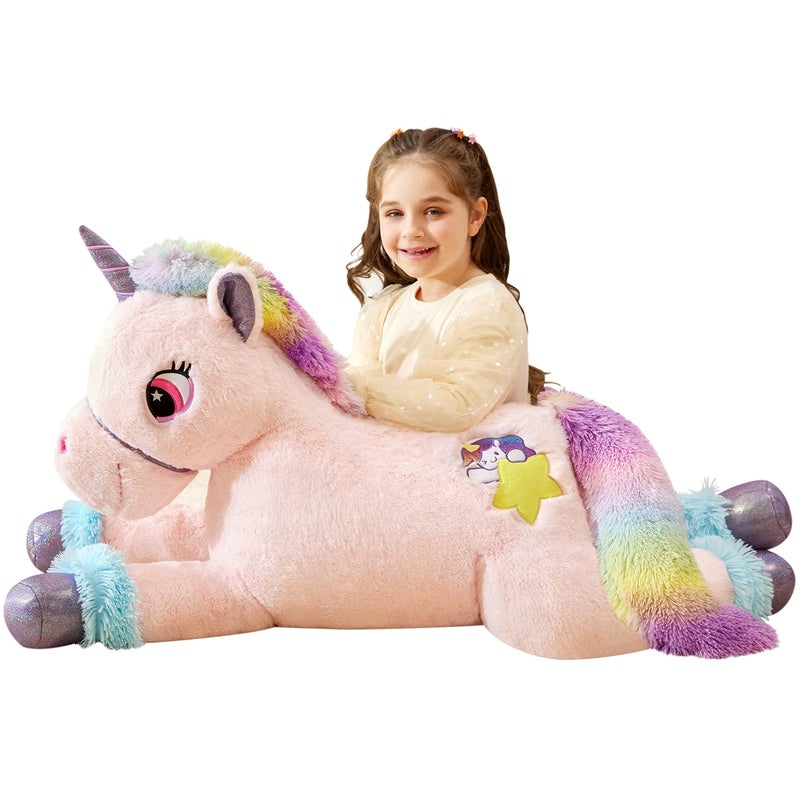 IKASA Giant Unicorn Stuffed Animal Plush ToyBig Large Jumbo Soft Toys43 Huge Size Cute Fluffy Plushy Fat Oversized PlushieGifts for Kids Girls Boys 43 inches Pink - Image 3