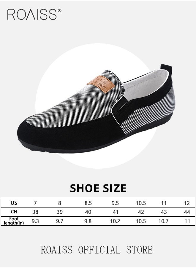 roaiss - Casual Slip On Loafers for Men All-Matching Non Slip Wear Resistant Sole Soft Canvas Shoes Fashionable Colorblock Breathable Flats - Image 1