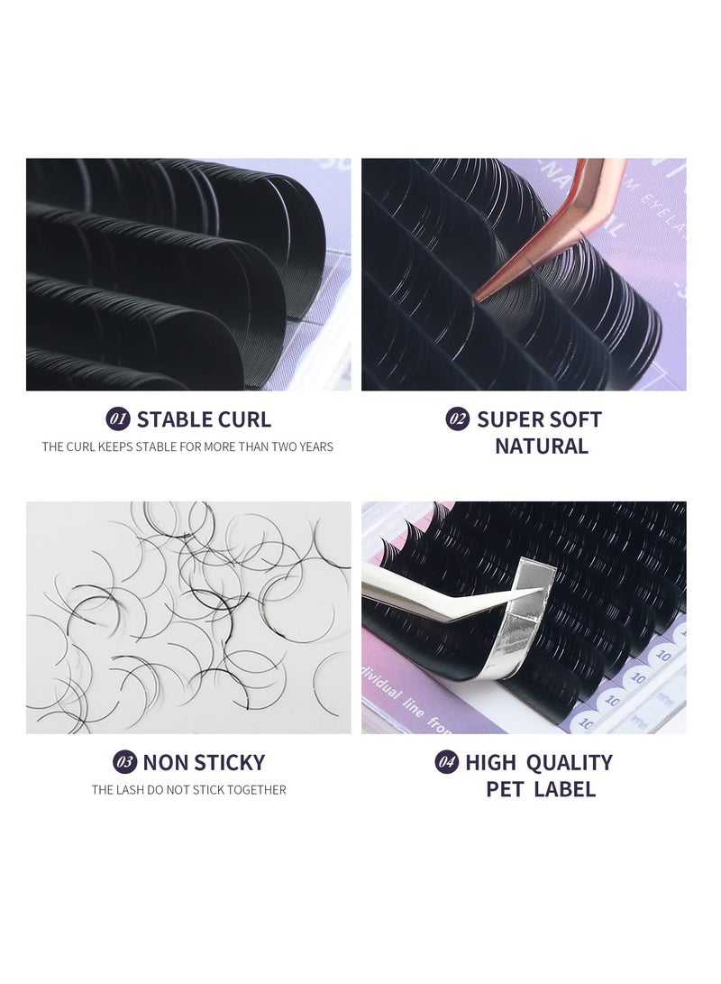 Excefore Professional 16 Rows Classic Eyelash Extension Matte Black Individual False Eye Lashes Extension Salon Use Natural Soft Eyelashes (0.05 C, 8mm) - Image 2