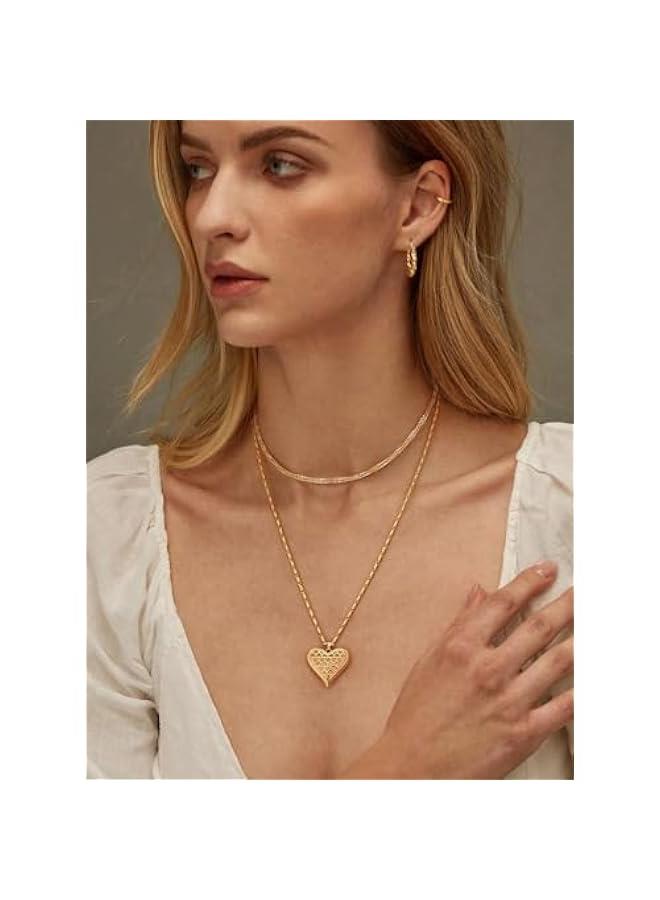 18K Gold Moon Star Lion Evil Eye Love Heart Cross Pendant Necklace Medallion Paperclip Chian Choker Layering Jewery for Women - Image 5
