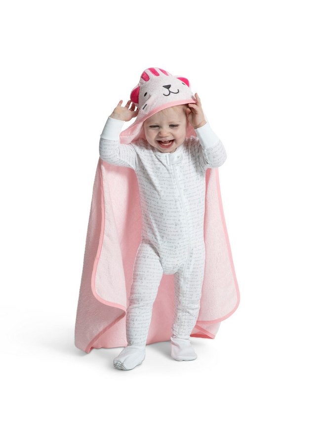 Delta Children Baby/Infant Hooded Bath Towel - Super Soft and Absorbent- Newborn Essential - Ideal Baby Registry/Shower Gift for Boys and Girls, Pink Cat - Image 5