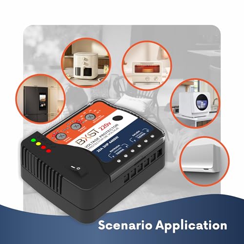 BXST Wiring Voltage and Brownout Surge Protector for Refrigerator TV 4400W Appliance AIR Conditioning Inverter Mini Split Adjustable Over/Under and Delay Time Voltage 20A 220V 140J - Image 5