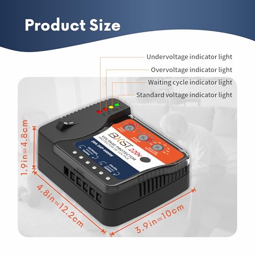 BXST Wiring Voltage and Brownout Surge Protector for Refrigerator TV 4400W Appliance AIR Conditioning Inverter Mini Split Adjustable Over/Under and Delay Time Voltage 20A 220V 140J - Image 2