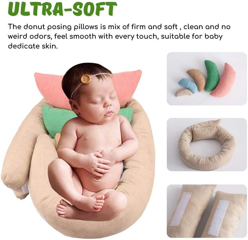 Sunmig Newborn Photography Props, Ultra-Soft Cotton Baby Donut Posing Pillows, Professional Photo Studio Posing Props Set, 6 Pieces, Multicolor - Image 2