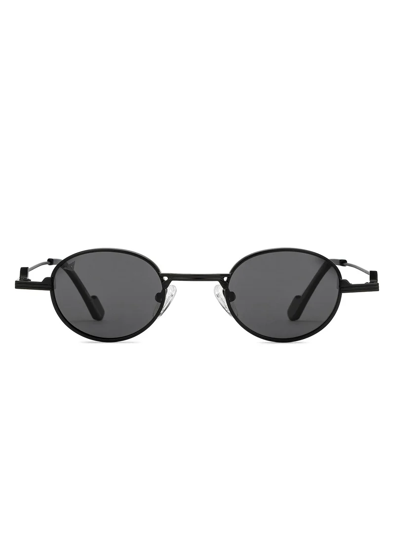 فينسينت تشيس Vincent Chase By Lenskart | Black Grey Full Rim Round | Maverick | Branded Latest and Stylish Sunglasses | Polarized and 100% UV Protected | Men & Women | Small | VC S15758