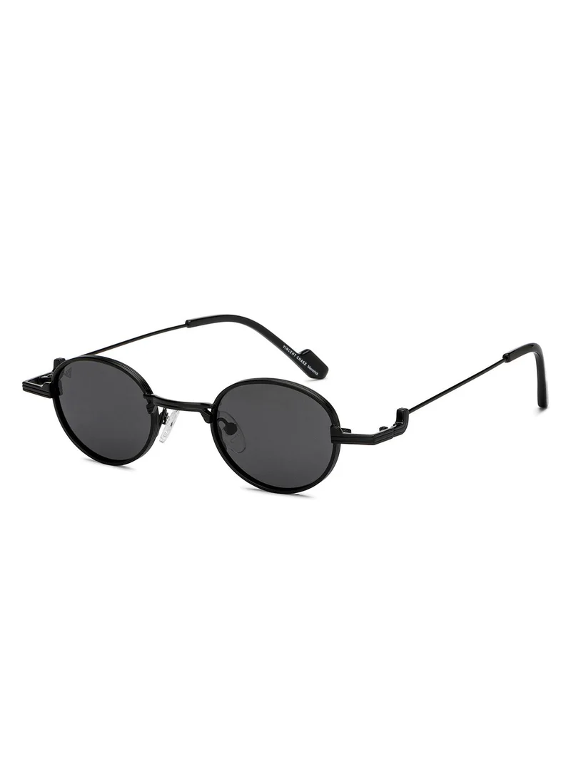 فينسينت تشيس Vincent Chase By Lenskart | Black Grey Full Rim Round | Maverick | Branded Latest and Stylish Sunglasses | Polarized and 100% UV Protected | Men & Women | Small | VC S15758