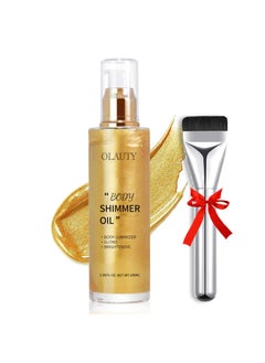 FirstFly Shimmer Body Oil Waterproof Body Luminizer Bronze Face Brighten Moisturizing Long Lasting Liquid Illuminator Highlighter Shimmer Body Glitter Oil Summer Makeup Glow 
