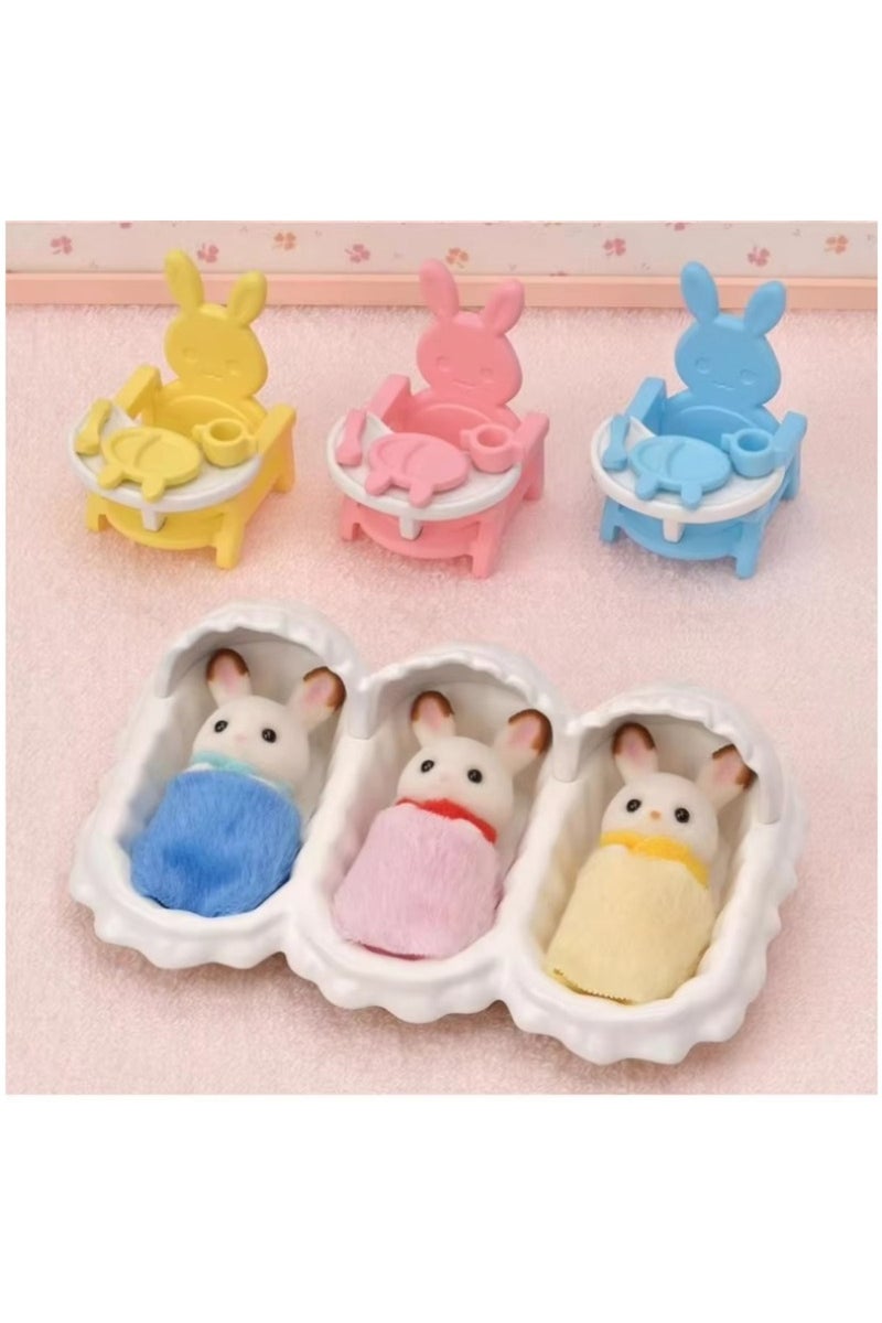 erorex sylvanian families  chocolate rabbit triplet cradle seat care set for girls ternurines  Authentic... - Image 2