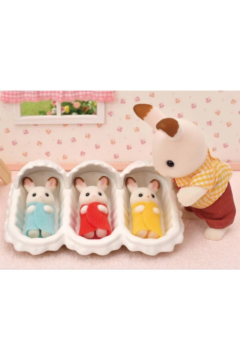 erorex sylvanian families  chocolate rabbit triplet cradle seat care set for girls ternurines  Authentic... - Image 4