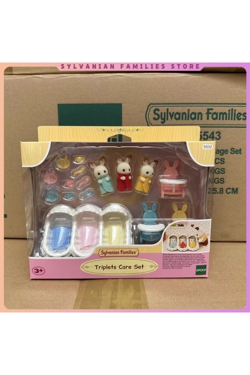 erorex sylvanian families  chocolate rabbit triplet cradle seat care set for girls ternurines  Authentic... - Image 1