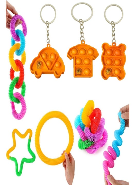 Pop It Push Bubble Fidget 3 Pieces Pop Tube 3 Pieces Popit Keychain Set of 6 Pop It Toys