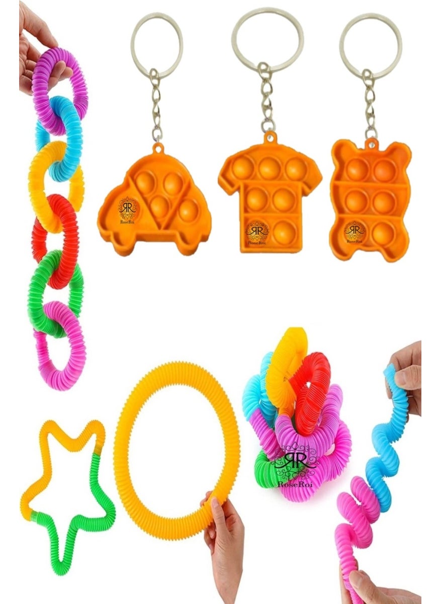 HYD Pop It Push Bubble Fidget 3 Pieces Pop Tube 3 Pieces Popit Keychain Set of 6 Pop It Toys 