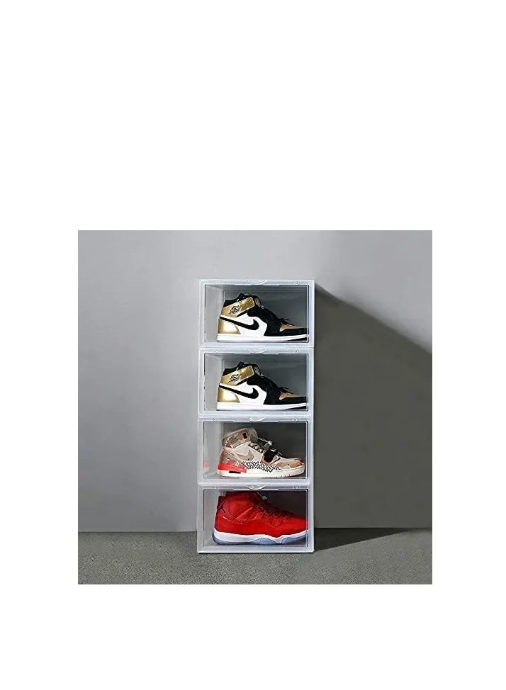 1Chase 6 Pcs Stackable Transparent Shoe Storage Box, Side Open