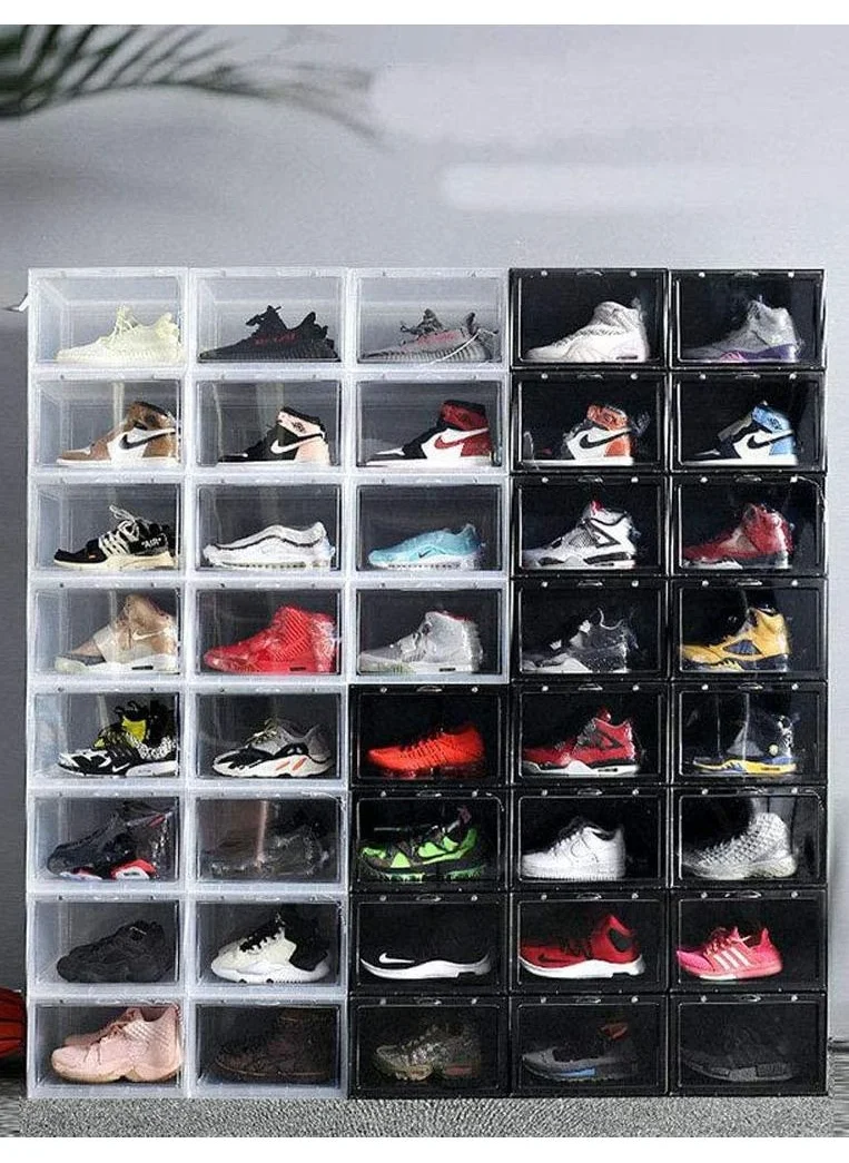 1Chase 6 Pcs Stackable Transparent Shoe Storage Box, Side Open