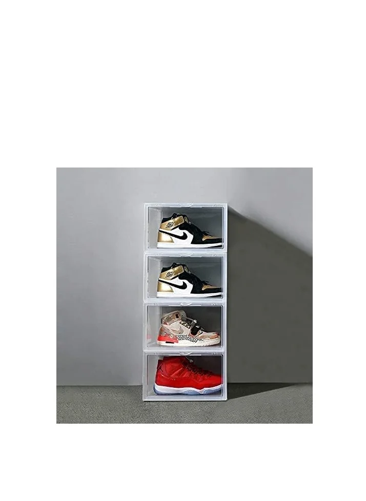 1Chase 6 Pcs Stackable Transparent Shoe Storage Box, Side Open