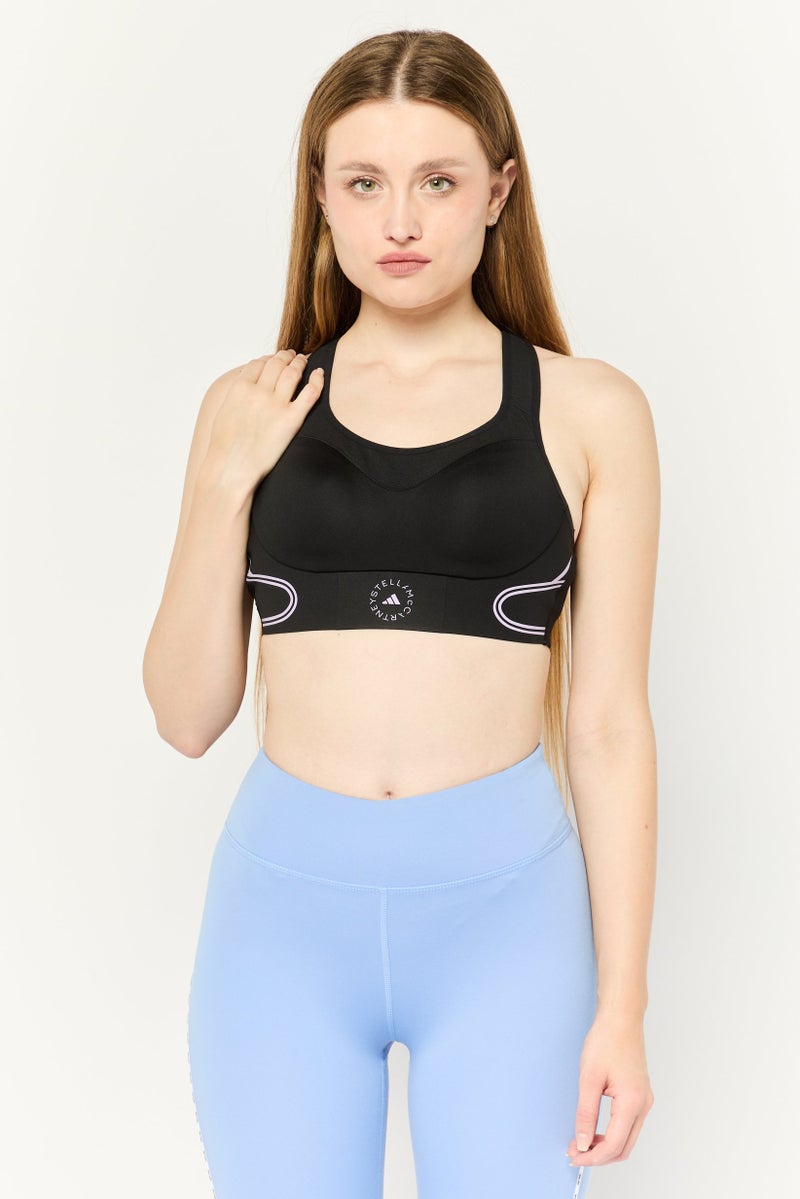Adidas by Stella McCartney Women Brand Logo Asmc True Pace High Support Sports Bra, Black - Image 1