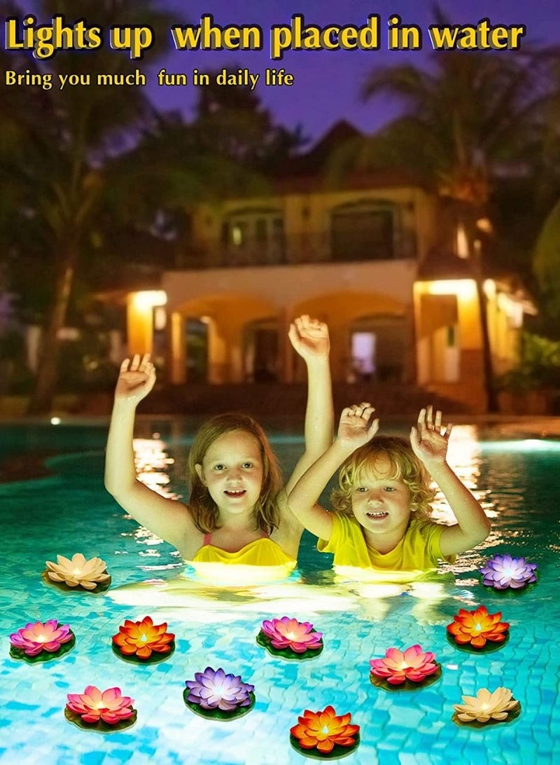 ACLIX 12 Piece Lotus Flower Floating Candles Water Sensor  - Image 3