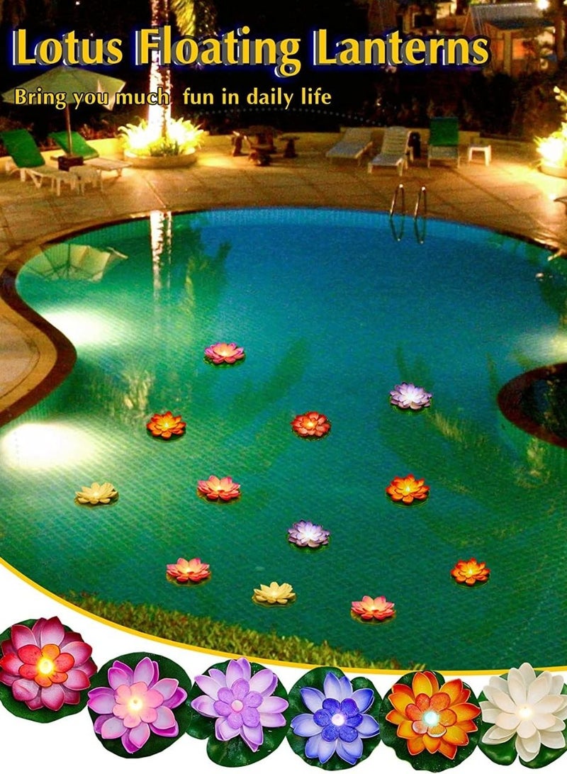 ACLIX 12 Piece Lotus Flower Floating Candles Water Sensor  - Image 2