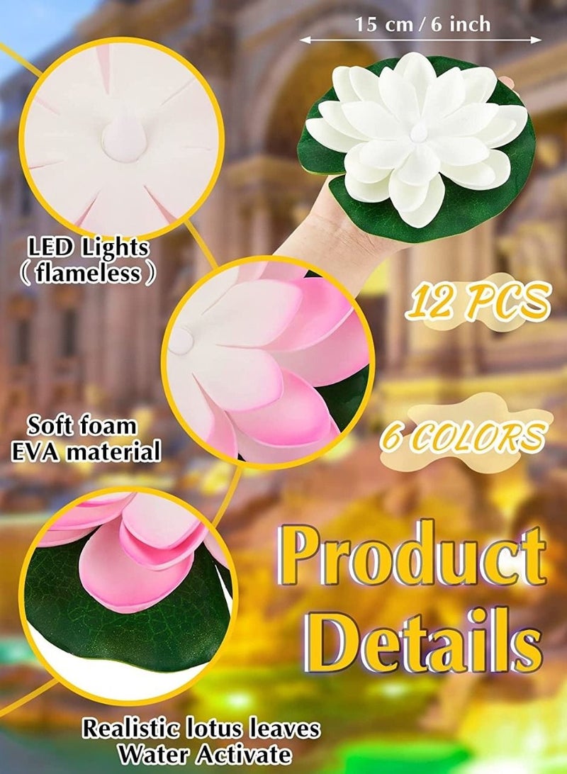 ACLIX 12 Piece Lotus Flower Floating Candles Water Sensor  - Image 4