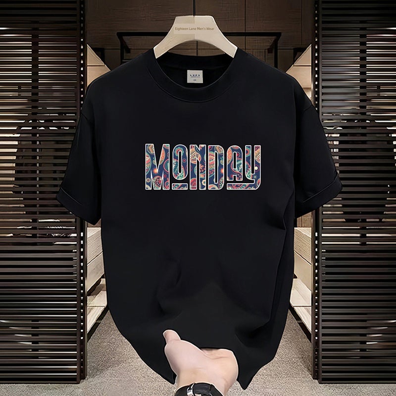 American fashion brand high street letter print pure cotton short-sleeved T-shirt men's summer new loose and versatile ins half-sleeved top - Image 1