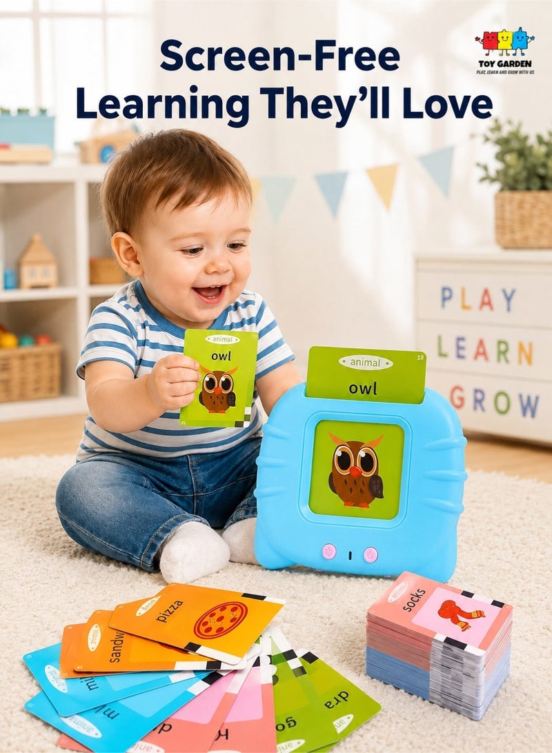TOY GARDEN Talking Flash Cards Learning Toy for Toddlers, British English Electronic Card Reader with 224 Audible Words, Interactive Preschool Vocabulary Toy for Kids Ages 1–6 - Image 1