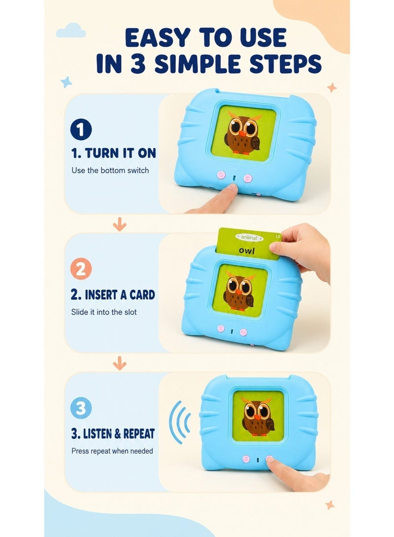 TOY GARDEN Talking Flash Cards Learning Toy for Toddlers, British English Electronic Card Reader with 224 Audible Words, Interactive Preschool Vocabulary Toy for Kids Ages 1–6 - Image 4