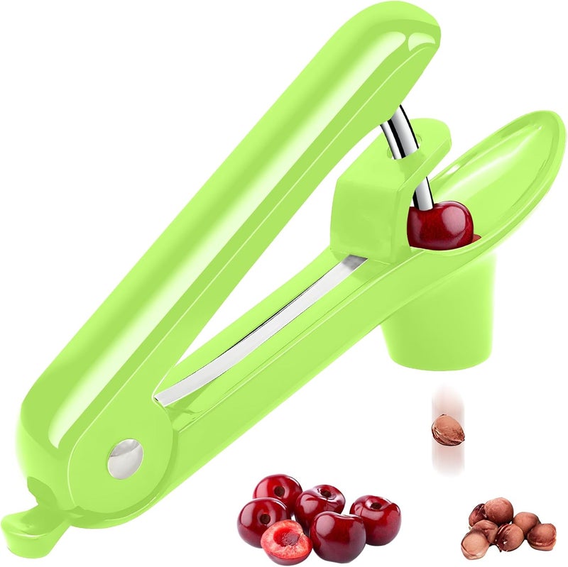 Dumsud Cherry Pitter, Cherry Pit Remover Tool, Olives Pitter with Hand-held Push, Olive Pit core remover stones tool with lock design, Durable Cherries Pit Remover for Cherry Jam -Green - Image 1