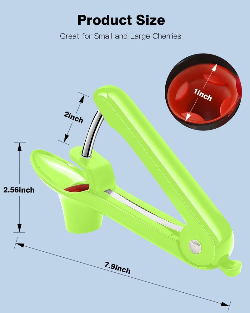 Dumsud Cherry Pitter, Cherry Pit Remover Tool, Olives Pitter with Hand-held Push, Olive Pit core remover stones tool with lock design, Durable Cherries Pit Remover for Cherry Jam -Green - Image 2