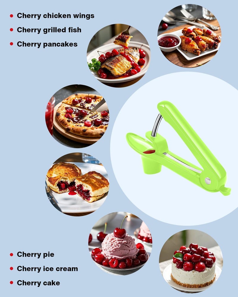 Dumsud Cherry Pitter, Cherry Pit Remover Tool, Olives Pitter with Hand-held Push, Olive Pit core remover stones tool with lock design, Durable Cherries Pit Remover for Cherry Jam -Green - Image 5