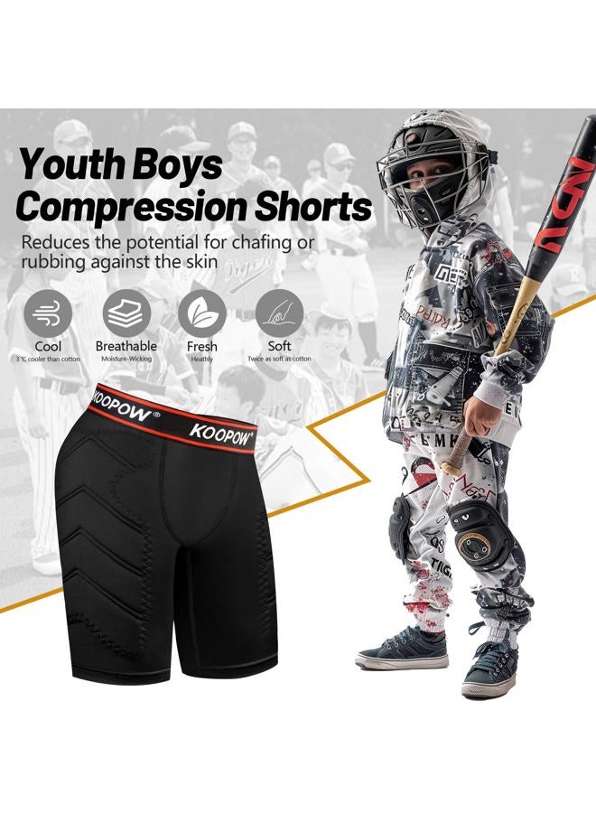 KOOPOW Boys Sliding Shorts Youth Baseball Cup Slider Shorts with Soft Protective Athletic Cup Baseball, Football, Lacrosse - Image 2